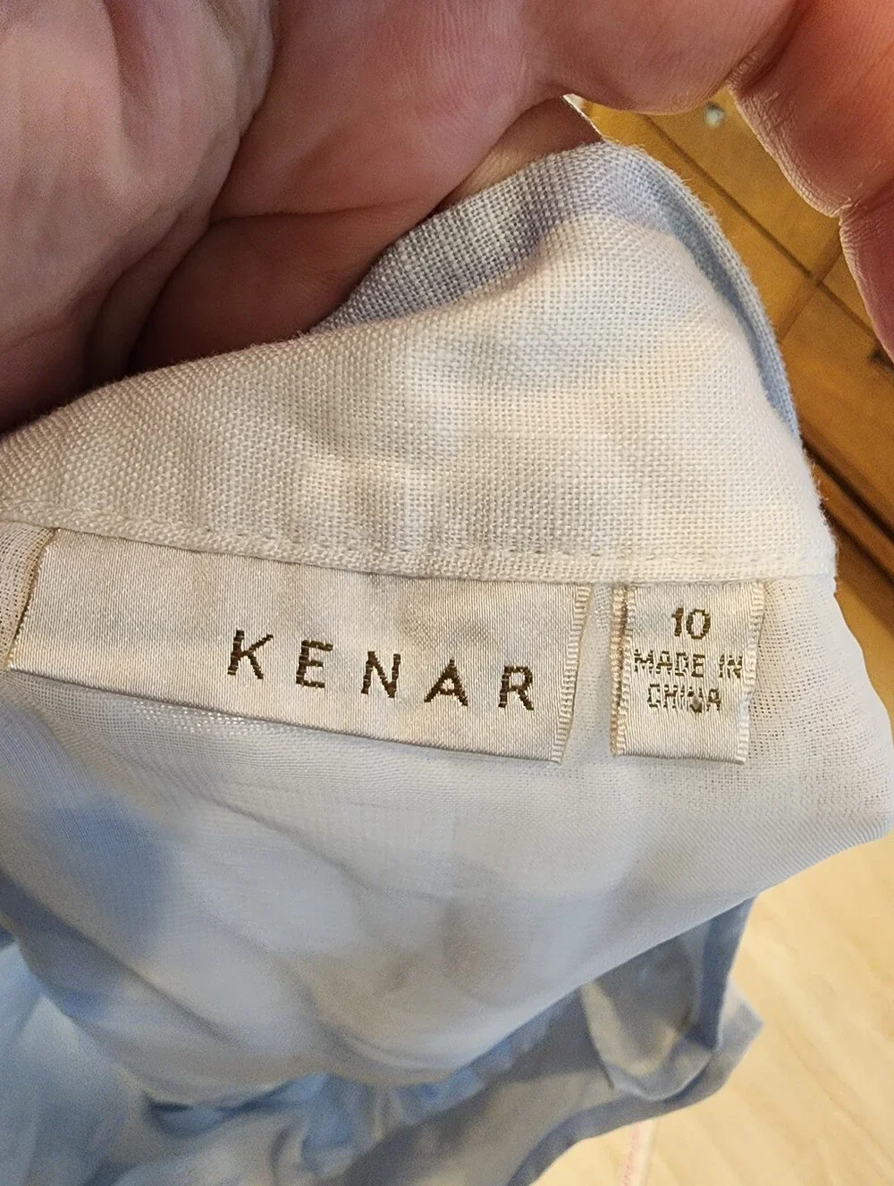 Kenar 100% Linen Mini Skirt Blue White Wide Stripes Pockets Women's Size 10
